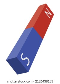 Red and blue magnet icon with two poles north and south isolated on white. Magnetism, magnetize, attraction concept. Power symbol