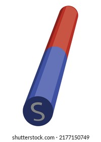 Red and blue magnet icon with two poles north and south isolated on white. Magnetism, magnetize, attraction concept. Power symbol