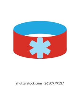 Red Blue Medical Alert Bracelet with Light Blue Star Life Symbol on diabetes emergency