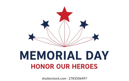 Red and blue memorial day with star shapes and text