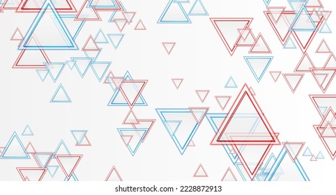 Red blue minimal triangles abstract technology background. Geometric vector design
