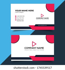 Tarjeta de presentación creativa y creativa de color rojo y azul, diseño horizontal simple y limpio de la plantilla vectorial, diseño en rectángulo de tamaño. Tarjeta de visita personal con el logotipo de la empresa. 