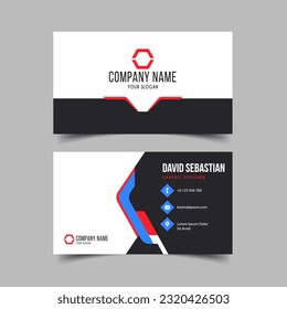 Red and Blue Modern Creative Business Card and Name Card, Horizontal Simple Clean Template Vector Design.