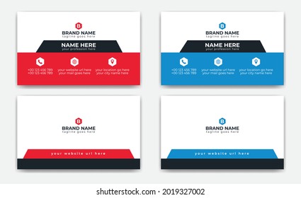 Red and Blue modern creative Corporate business card Template 36 and name card, simple, Eye catching, Professional, clean template vector design with Triangle, Rectangle and Hexagon layout