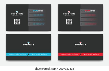 Red and Blue modern creative Corporate business card Template 39 and name card, simple, Eye catching, Professional, clean template vector design with Triangle, Rectangle and Hexagon layout