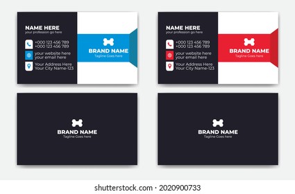 Red and Blue modern creative Corporate business card Template 41 and name card, simple, Eye catching, Professional, clean template vector design with Triangle, Rectangle and Hexagon layout