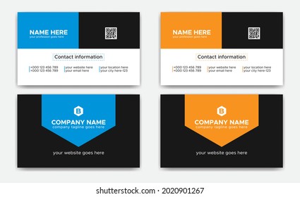 Red and Blue modern creative Corporate business card Template 42 and name card, simple, Eye catching, Professional, clean template vector design with Triangle, Rectangle and Hexagon layout