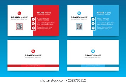 Red and Blue modern creative Corporate business card Template 49 and name card, simple, Eye catching, Professional, clean template vector design with Rectangle, Circle and Hexagon layout