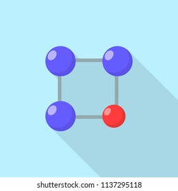 Red blue molecule icon. Flat illustration of red blue molecule vector icon for web design
