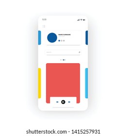 Red And Blue Music Player UI, UX, GUI Screen For Mobile Apps Design. Modern Responsive User Interface Design Of Mobile Applications Including Music Playlist Screen