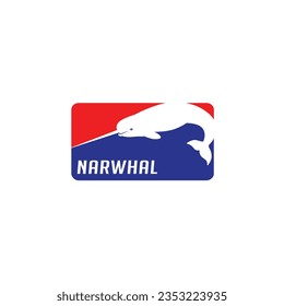 Red Blue Narwhal Ocean Animals Logo Vector