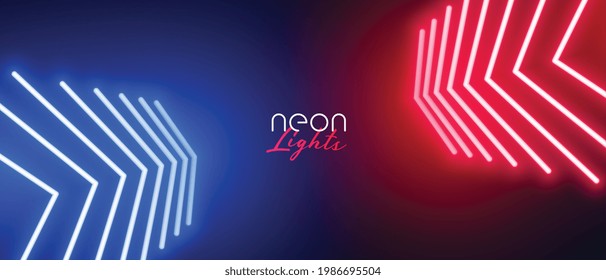 Red And Blue Neon Arrow Wide Wallpaper