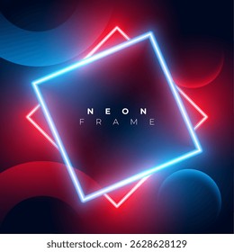 Fondo de marco de neón rojo y azul con Vector de espacio en blanco