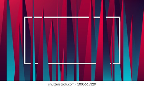 Red blue neon light with a reflex on geometric figures, vector illustration