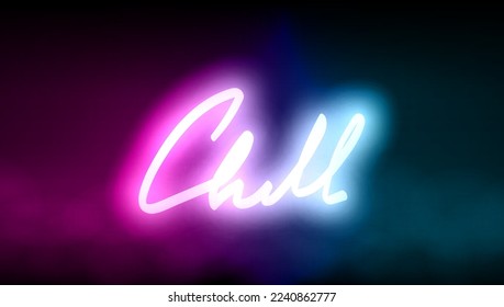 Red And Blue Neon Light Signboard Chill Text. EPS10 Vector