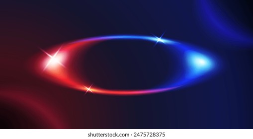 Fondo de halo de marco ovalado de neón rojo y azul. Vector arte de Clip para su fiesta de noche de diseño.