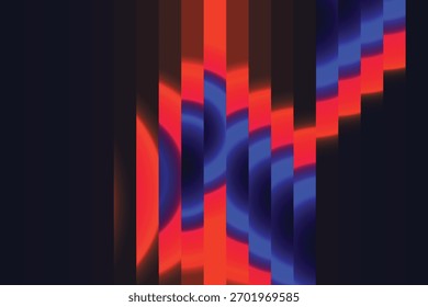 Fundo Fractal de Ondulação Gradiente com Fita de Neon Azul Vermelho