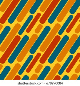 Red blue orange ovals on a yellow background. Geometric seamless pattern