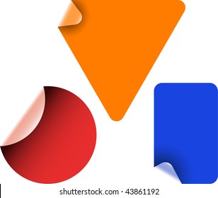 Red, blue, orange peeling sticker