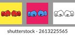 Red, Blue, and Outline Boxing Gloves. Hand Drawn Vector Icon Illustration EPS
