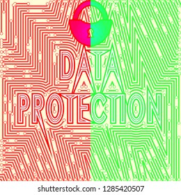 Red and blue padlock. Data protection day concept background. Vector illustration.