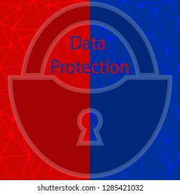 Red and blue padlock. Data protection day concept background. Vector illustration.