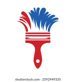 Red and Blue Paint Brush Logo Vector Illustration