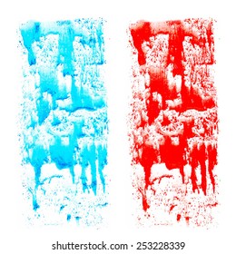 Red and blue paint stains waterfall
