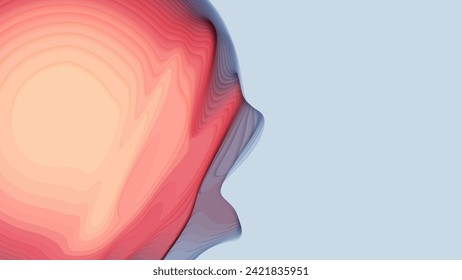 Red to blue paper layers. 3D abstract gradient papercut. Colorful origami shape concept