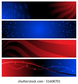 Red and blue patriotic banners for America