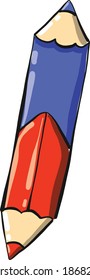 Lápiz rojo y azul, ilustración, vector sobre fondo blanco.