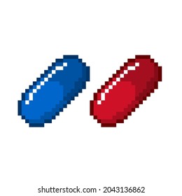 Red Blue Pill Matrix Morpheus Choice Truth Life Changing Forget Resistance 8bit Pixel Art