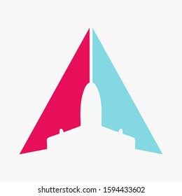 red and blue with plane cut out logo