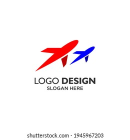 red and blue planes logo design