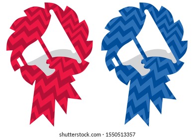 Red And Blue Political Election Rosette Silhouettes Noisy Background With Megaphone Icon