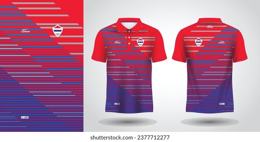 red and blue polo sport shirt sublimation jersey design template