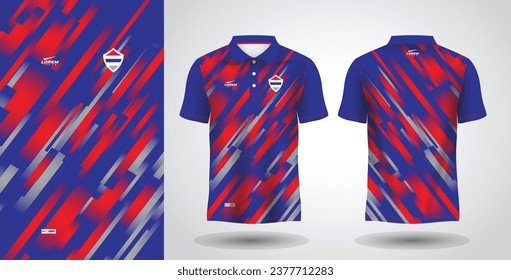 red and blue polo sport shirt sublimation jersey design template