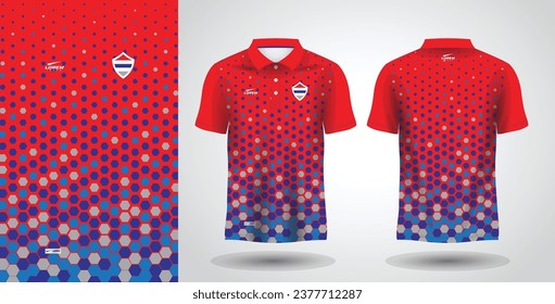 rote und blaue Polosporthemdsublimation, Jersey-Design-Vorlage