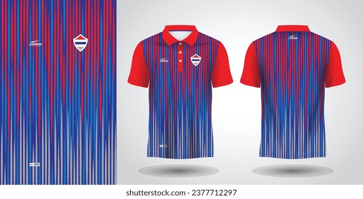 red and blue polo sport shirt sublimation jersey design template