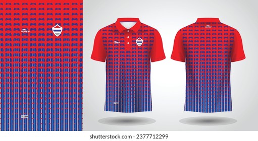 red and blue polo sport shirt sublimation jersey design template