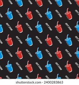 Red Blue Pop Art Bliss Soda Cup Vector Pattern can be use for background and apparel design