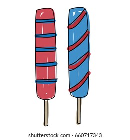 Red and blue popsicles illustration