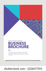 Tapa vectorial roja, azul y púrpura con un patrón de círculo colorido 3d. Adecuado para informes anuales, folletos de negocios, revista, certificado, libro, publicación, plantilla, catálogo y perfil de empresa.