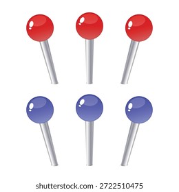 Ilustração do vetor de pino de pressão vermelho e azul