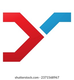 Red and Blue Rail Switch Shaped Letter Y Icon on a White Background