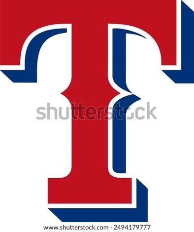 Red Blue Rangers Capital Letter T Sports Baseball Team Texas Logo Icon Sign Sigil Symbol Emblem Badge Vector EPS PNG Transparent No Background Clip Art