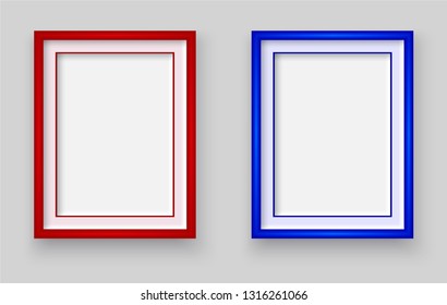 Red and blue Realistic frame. Poster mock up template. Perfect for your presentations. Vector illustration