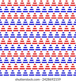 Diseño de patrones sin fisuras de rayas de rectángulo rojo y azul. Vector de fondo de patrón de tela de forma geométrica colorida. Patrón de azulejos de cerámica de pared y suelo.
