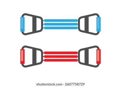 Red and blue resistance bands illustration for strength training, physical therapy, and home workouts.