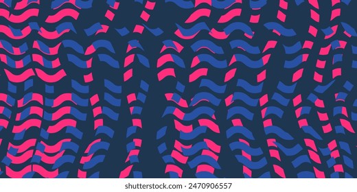 Red and Blue Retro Style Wallpaper, Geometric Background Design with Vertical Wavy Overlapping Lines Pattern - Applicable for Web, Presentations, Placards, Posters - Creative Vector Template